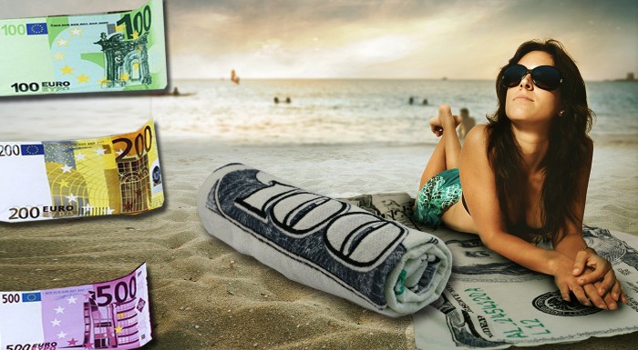 Plážové osušky - eurobankovka alebo dolár