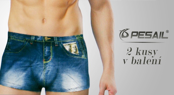 Dva kusy pánskych boxeriek s imitáciou riflí