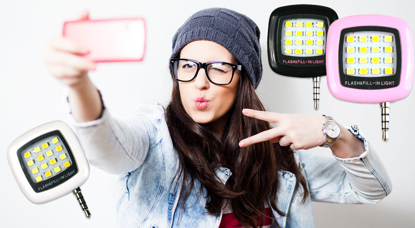 LED svetlo na nočné selfie fotky