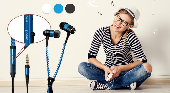 Štýlové slúchadlá so zipsom - tri farby