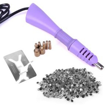 Hot fix aplikátor krištálikov (aplikátor, 7x nástavec na kamienky rôznej veľkosti a typu, stojan, 1440 ks kamienkov veľkosti SS10 - farba: biela/crystal)