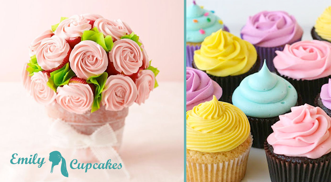 Lahodné cupcakes kytice v kvetináči