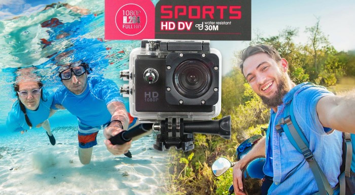 Adrenalínová HD širokouhlá vodotesná kamera