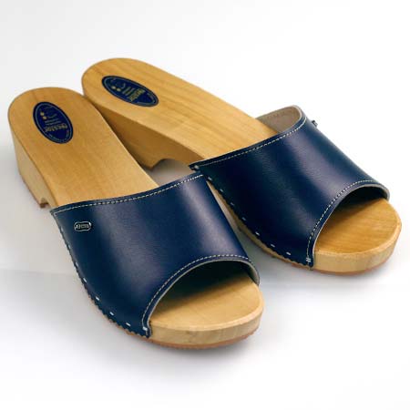 Dámske dreváky s otvorenou špičkou - farba modrá - veľkosť 36