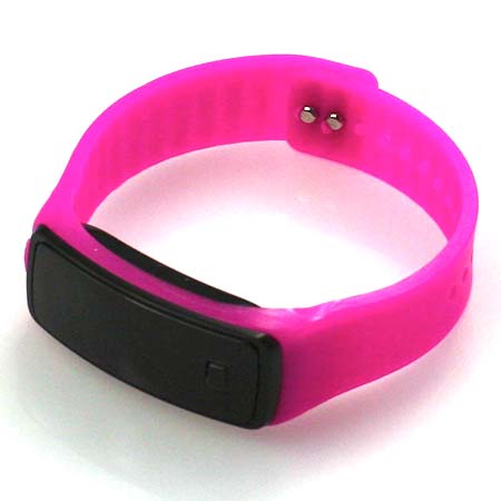 Silikónové hodinky s LED displejom - farba tmavoružová