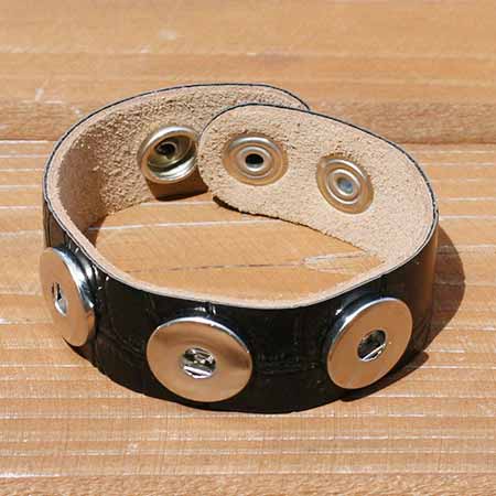 Kožený náramok na vymeniteľné cvoky - farba čierna
