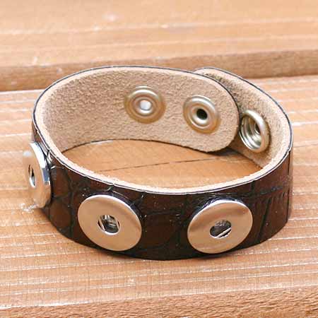 Kožený náramok na vymeniteľné cvoky - farba hnedá