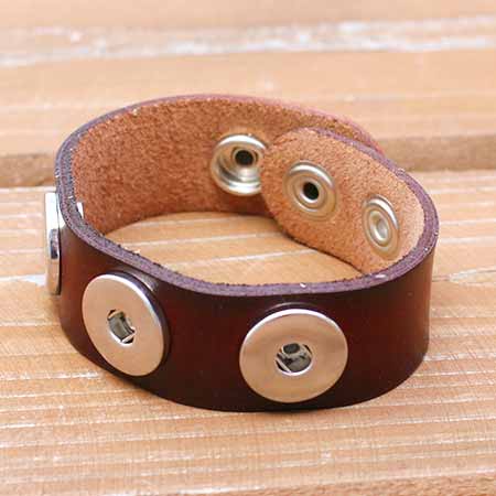 Kožený náramok na vymeniteľné cvoky - farba bordová