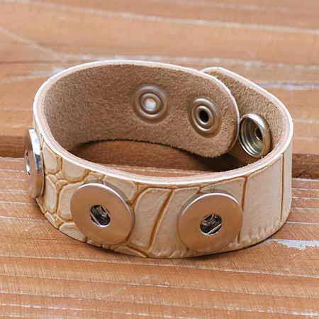 Kožený náramok na vymeniteľné cvoky - farba béžová