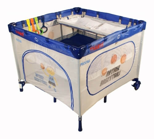 Detská ohrádka Arti LuxuryGo Blue/Grey + prebaľovací pult + možnosť polohovania matraca (modro-sivá)