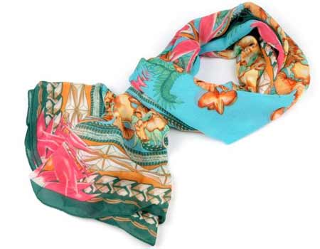 Šatka s potlačou - farba tyrkysová