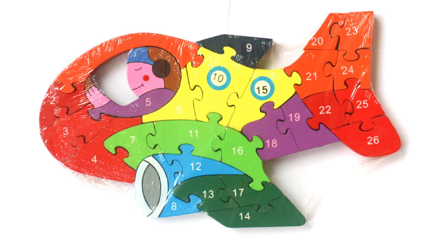 Drevené puzzle - pilot v lietadle