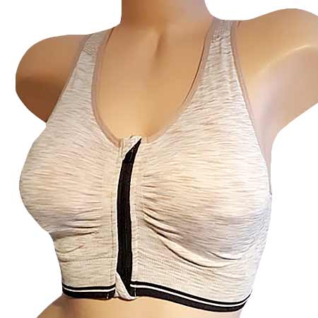 Športová podprsenka Pesail so zipsom - farba bielo-sivá - veľkosť S/M