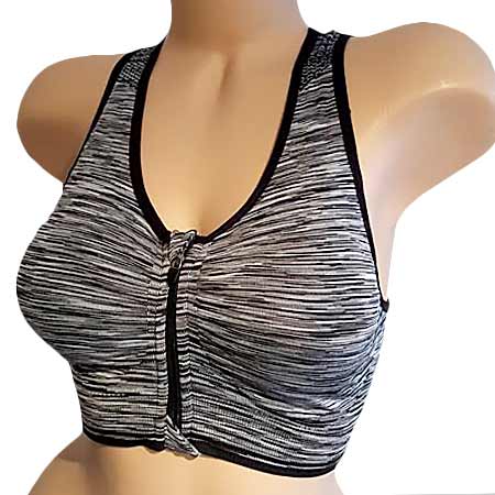 Športová podprsenka Pesail so zipsom - farba tmavosivá - veľkosť S/M