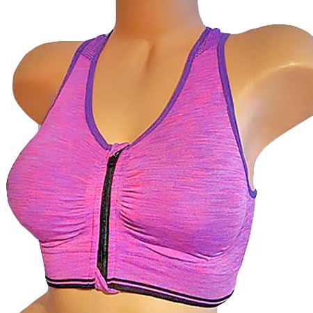 Športová podprsenka Pesail so zipsom - farba fialová - veľkosť S/M