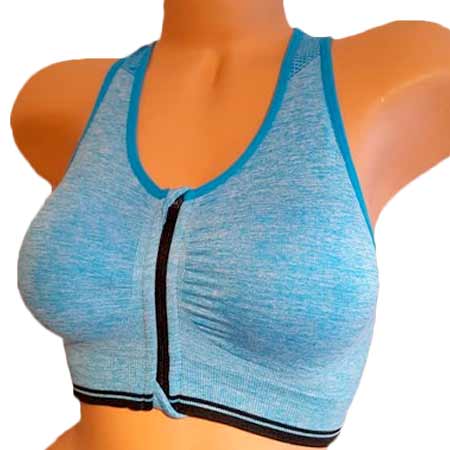 Športová podprsenka Pesail so zipsom - farba modrá - veľkosť S/M