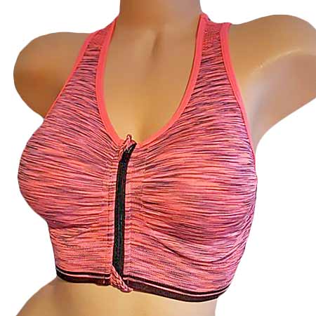 Športová podprsenka Pesail so zipsom - farba ružová - veľkosť S/M