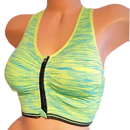 Športová podprsenka Pesail so zipsom - farba zelená - veľkosť S/M