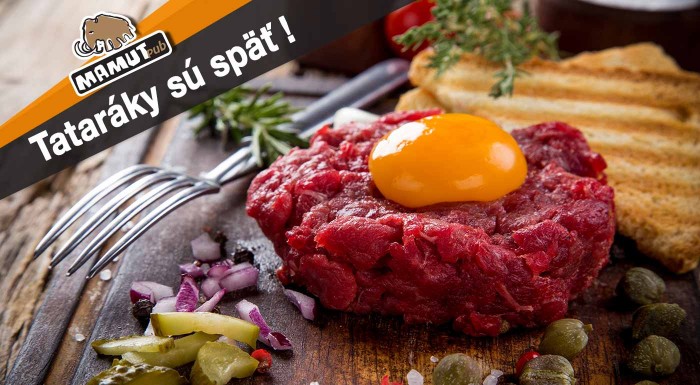 Gurmánsky hovädzí tatarák s hriankami v Mamut Pube