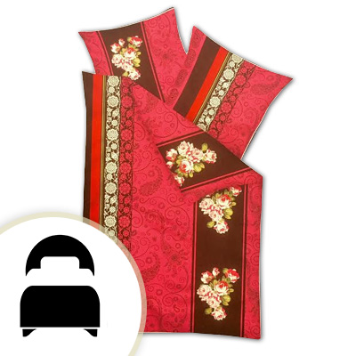 Obliečky pre jednolôžko - model A červené ornamenty