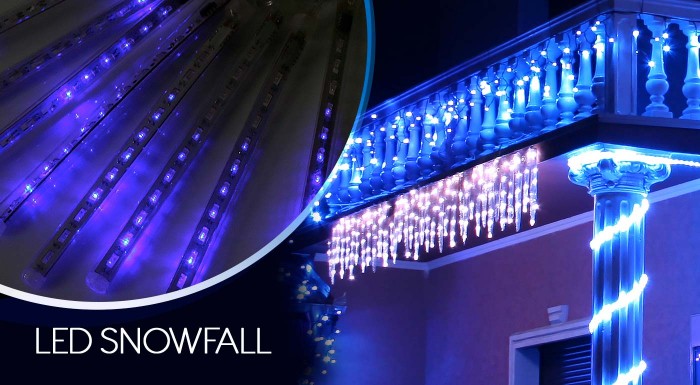 Vianočné LED osvetlenie s efektom sneženia