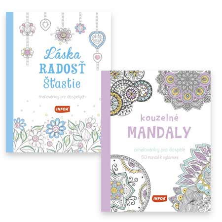 Dvojbalenie antistresových omaľovánok Láska, radosť, šťastie a Kouzelné mandaly