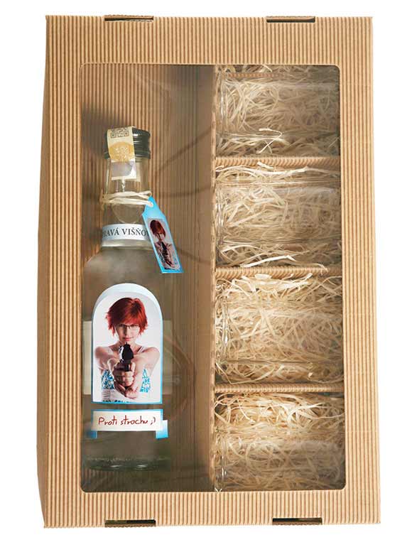 Višňovica s vlastnou fotografiou a prianím + 4 štamperlíky s vlastnou fotkou a prianím