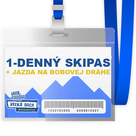 1-denný skipas pre 1 osobu + 1x jazda na bobovej dráhe pre jednu osobu - vlastníka skipasu (platí iba v termíne 12.1. - 2.2.2017 a od 8.3.2017 do konca zimnej sezóny počas pracovných dní aj víkendov)