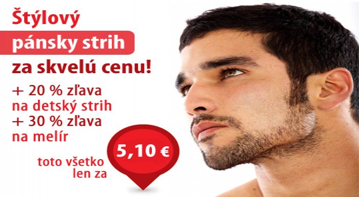 Nový štýlový pánsky strih + zľava 30% na melír a 2