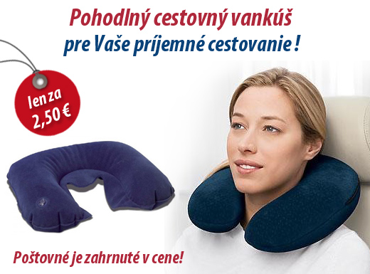 Praktický a pohodlný nafukovací vankúš na cesty.  