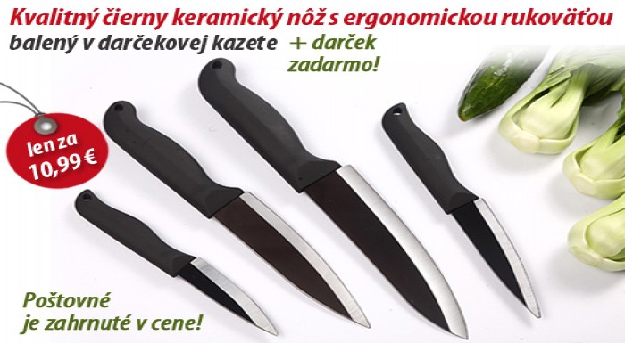 Čierny keramický nôž s ergonomickou rukoväťou