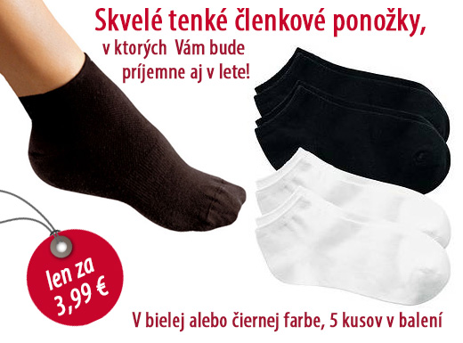 Kvalitné členkové ponožky! Čierne alebo biele - 5 