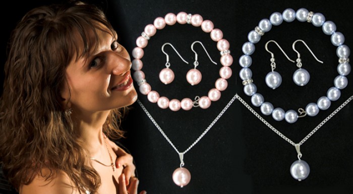 3 dielna elegantná perlová sada šperkov: náušnice,