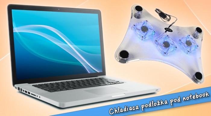 Trendová chladiaca podložka pod notebook s modrým podsvietením.